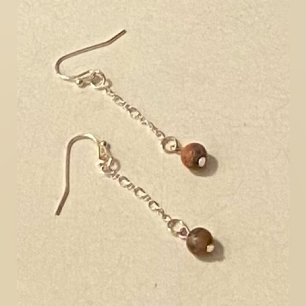 NEW Genuine Unakite crystal gemstone earrings